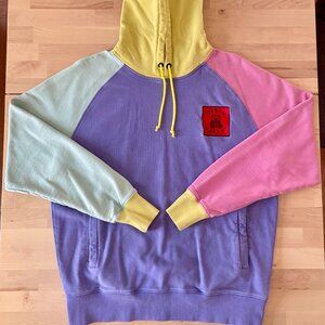 Teddy Fresh Unisex Classic Colorblock Hoodie Purple Pink Seafoam Yellow size Med